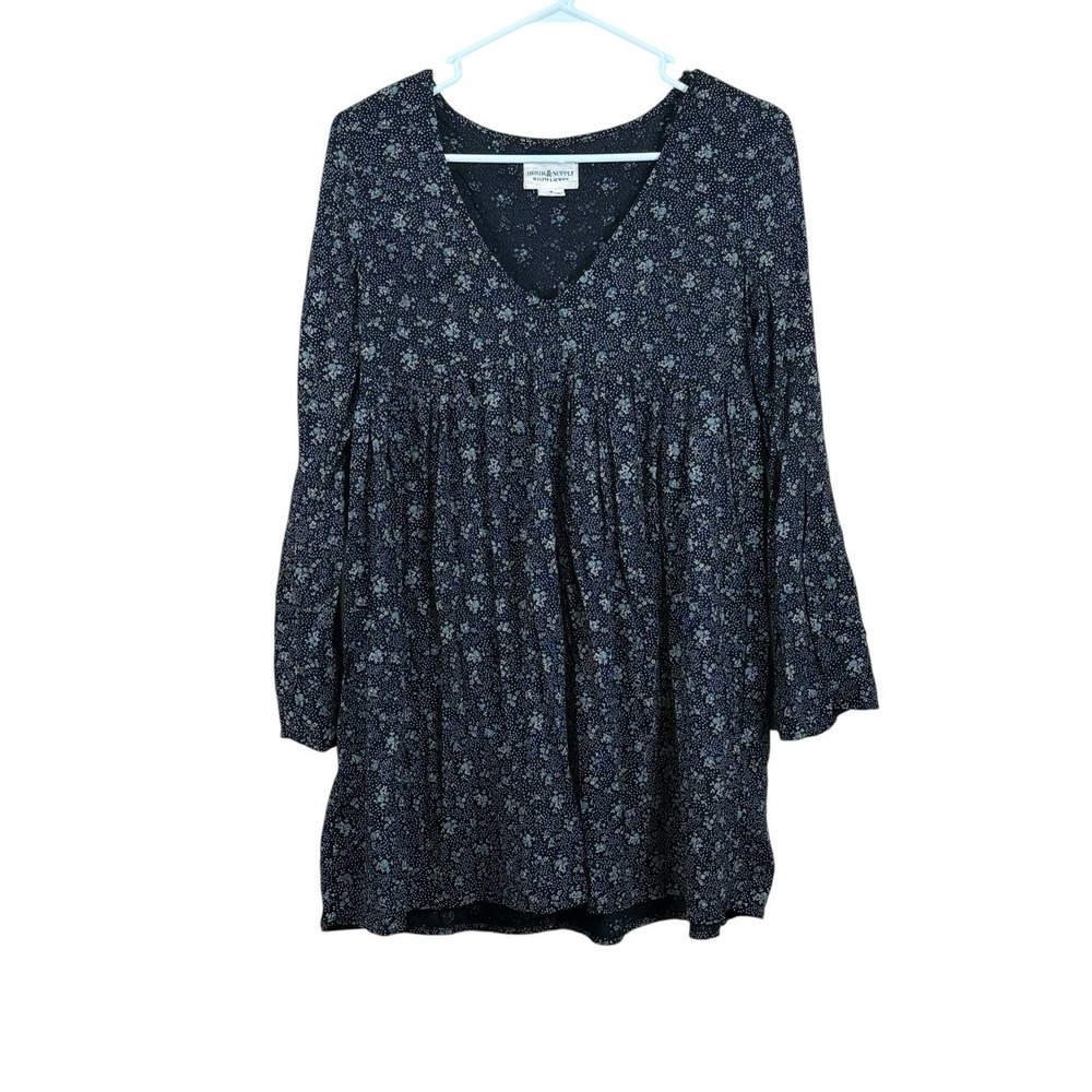 Denim & Supply Ralph Lauren Floral Print Babydoll V‎ Neck Mini Dress Sz S